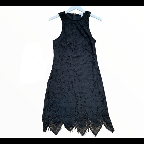 LOVE, FIRE Sleeveless Bodycon Dress With Laser Cut Overlay Black Size Medium - Picture 3 of 10